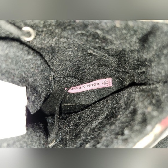 Rock & Candy Black Ankle Boots Plaid Lined Lace‎ Up Chunky Heel Grunge - Picture 5 of 11